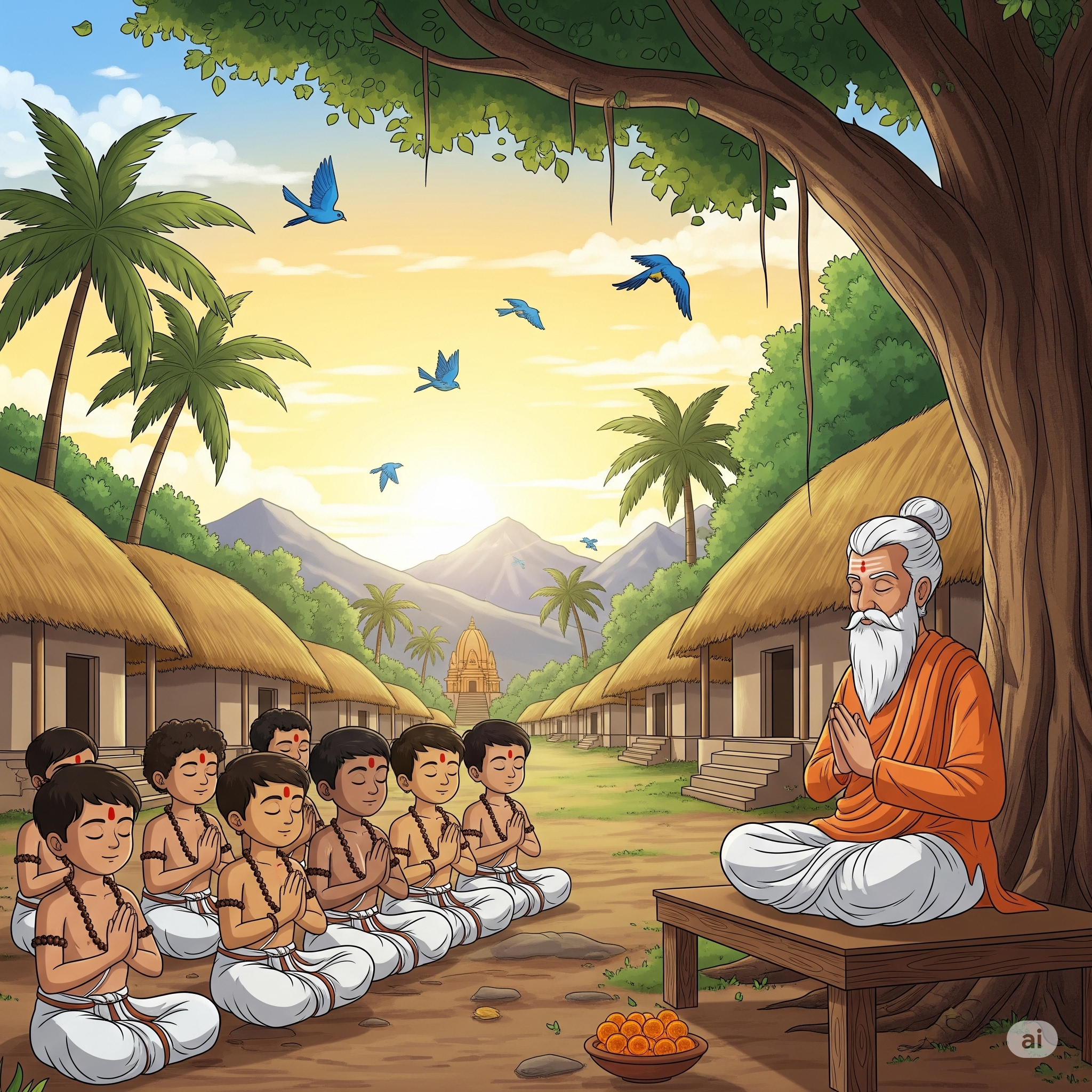 Morning prayers at Gurukul